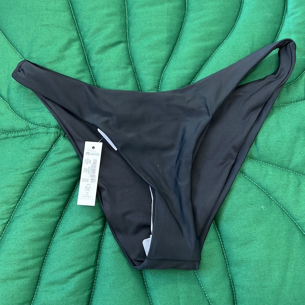 NWT madewell second wave classic cheeky bikini bottom. Black.